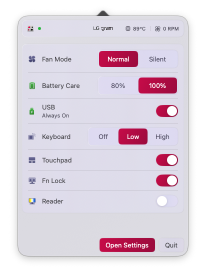 GramControlCenter - Compact Menu